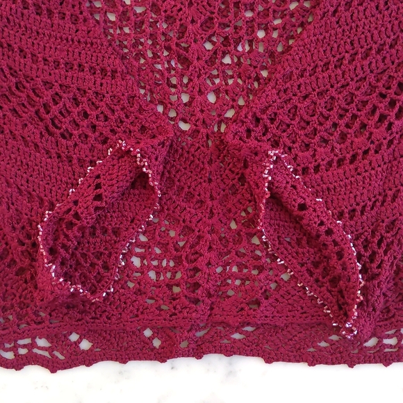 NWOT. The Limited Silk Rayon V-Neck Long Sleeve Crochet Sweater w/Beads on Cuff. - Picture 6 of 6